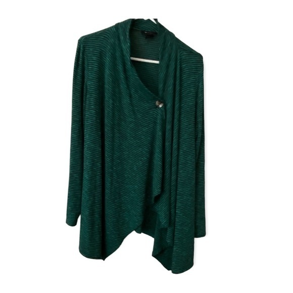 AB Studio Sweater Women’s Size Large One Button Closure Cardigan Green‎ - Picture 1 of 6